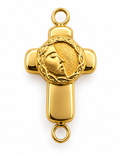 Herraje Cruz Rostro Cristo Oro amarillo 18k 0,45 Gr / 0,9 Cm