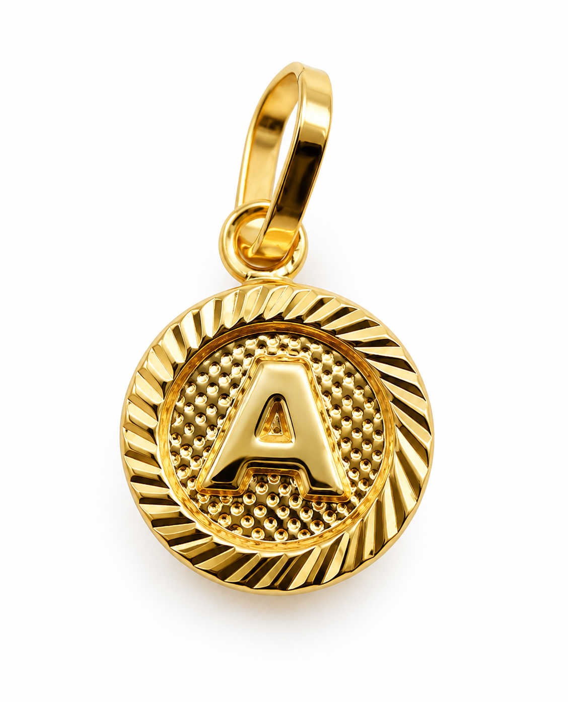 Dije Letra A Diamantada Oro amarillo 18k 0,71 Gr / 10 mm / 1 Cm