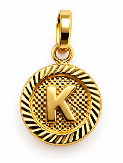 Dije Letra K Diamantada Oro amarillo 18k 0,68 Gr / 10 mm / 1 Cm
