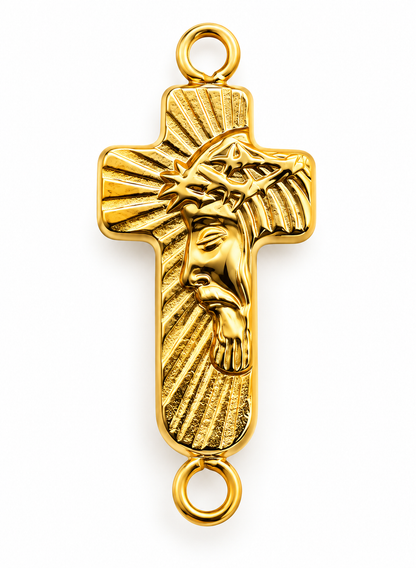 Herraje Cruz Rostro Cristo Oro amarillo 18k 0,53 Gr / 1 Cm