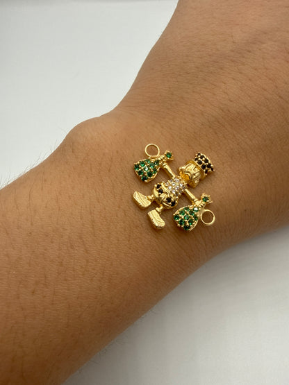 Herraje Pato Circon Verde Oro amarillo 18k +3 / 2,59 Gr / 1,7 cm