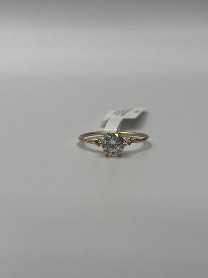 Anillo Compromiso Circon Blanco Oro amarillo 18k / Talla 7 3/4 / 1,62 Gr / 6,50 mm