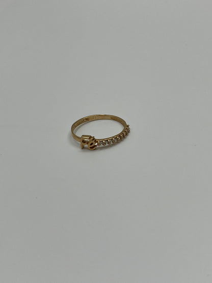 Anillo fé circon blanco Oro amarillo 18k / Talla 6 3/4 / 1,37 Gr / 4,56 mm