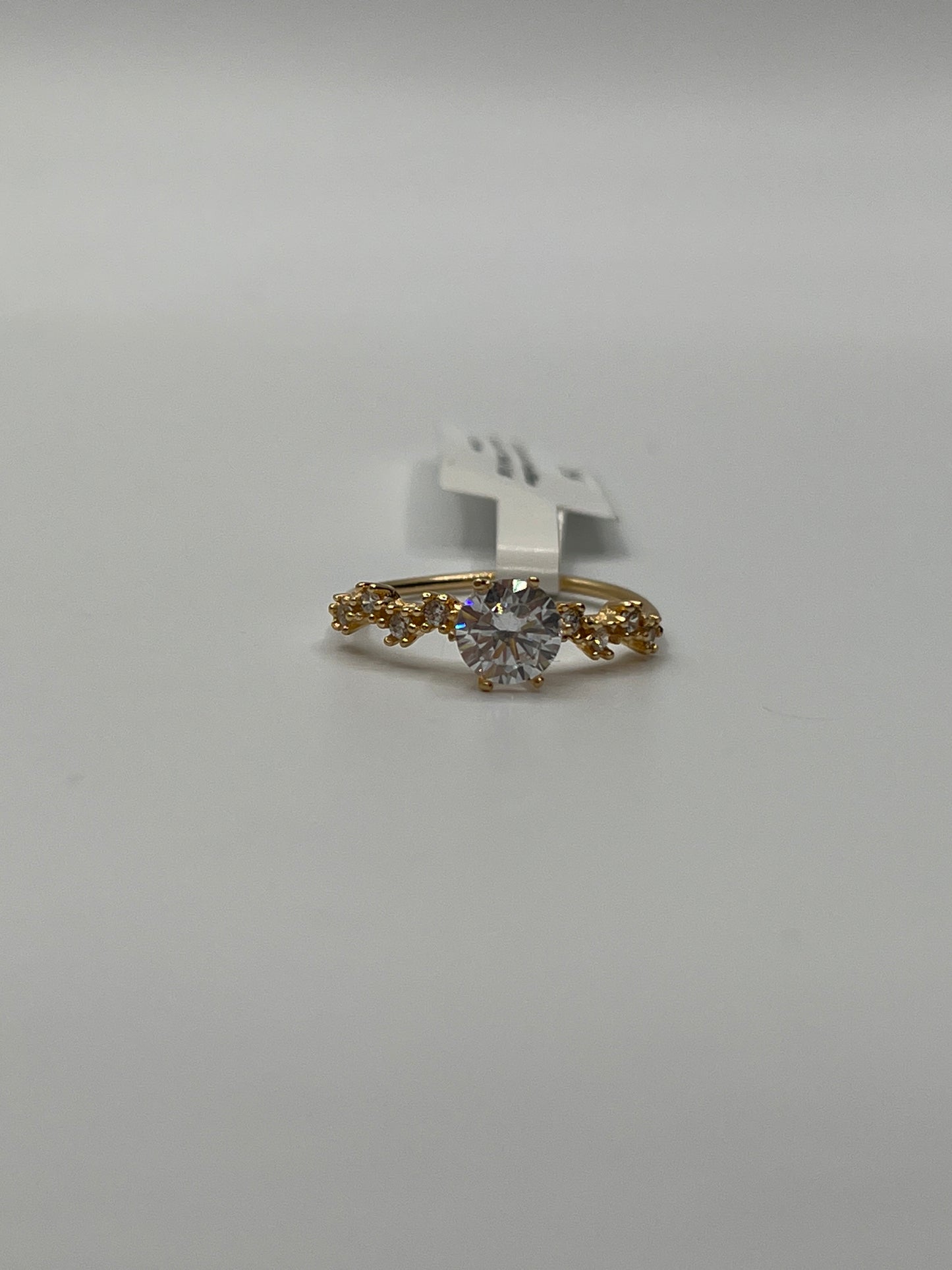 Anillo Compromiso Circon Blanco Oro amarillo 18k / Talla 6 / 1,95 Gr / 6,15 mm