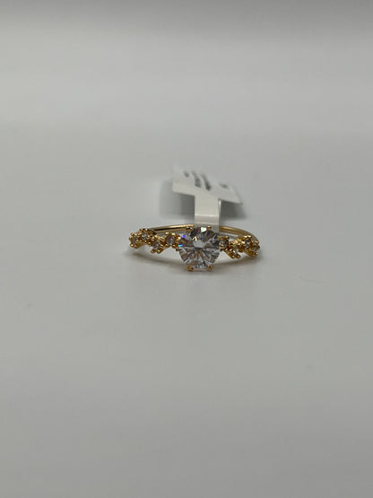 Anillo Compromiso Circon Blanco Oro amarillo 18k / Talla 6 / 1,95 Gr / 6,15 mm