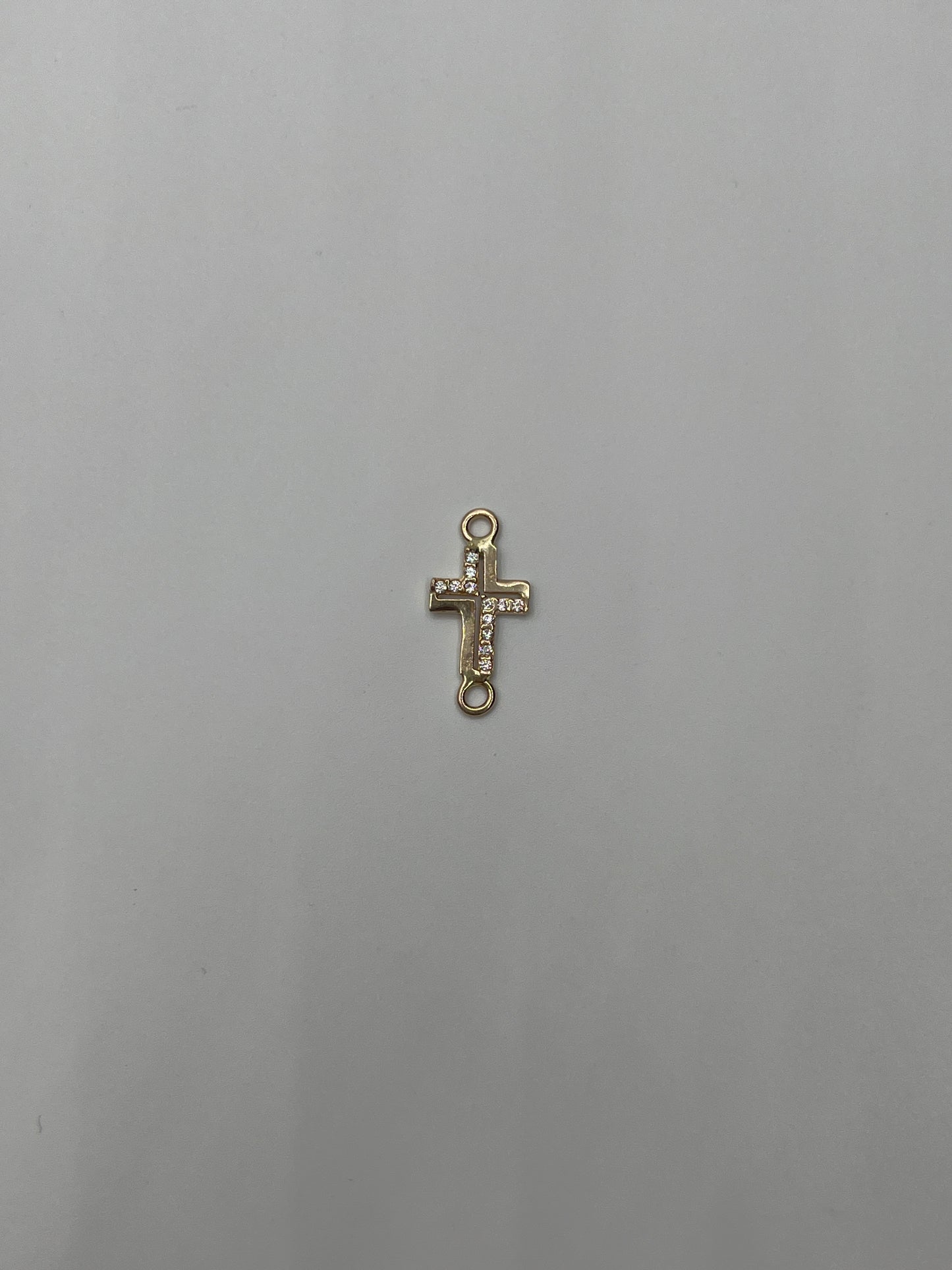 Herraje Cruz Circon Blanco Oro amarillo 18k 0,71 Gr / 9 Cm