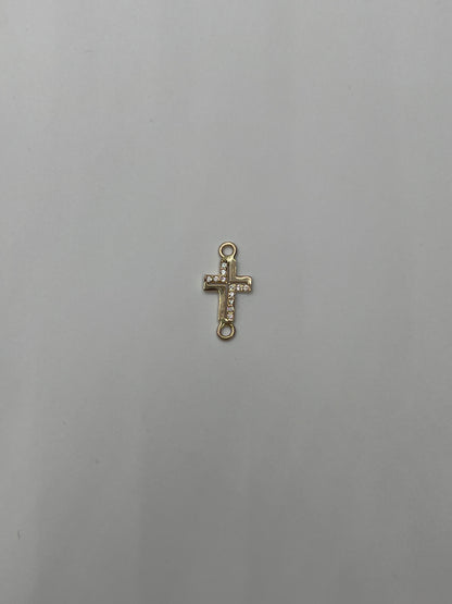 Herraje Cruz Circon Blanco Oro amarillo 18k 0,71 Gr / 9 Cm