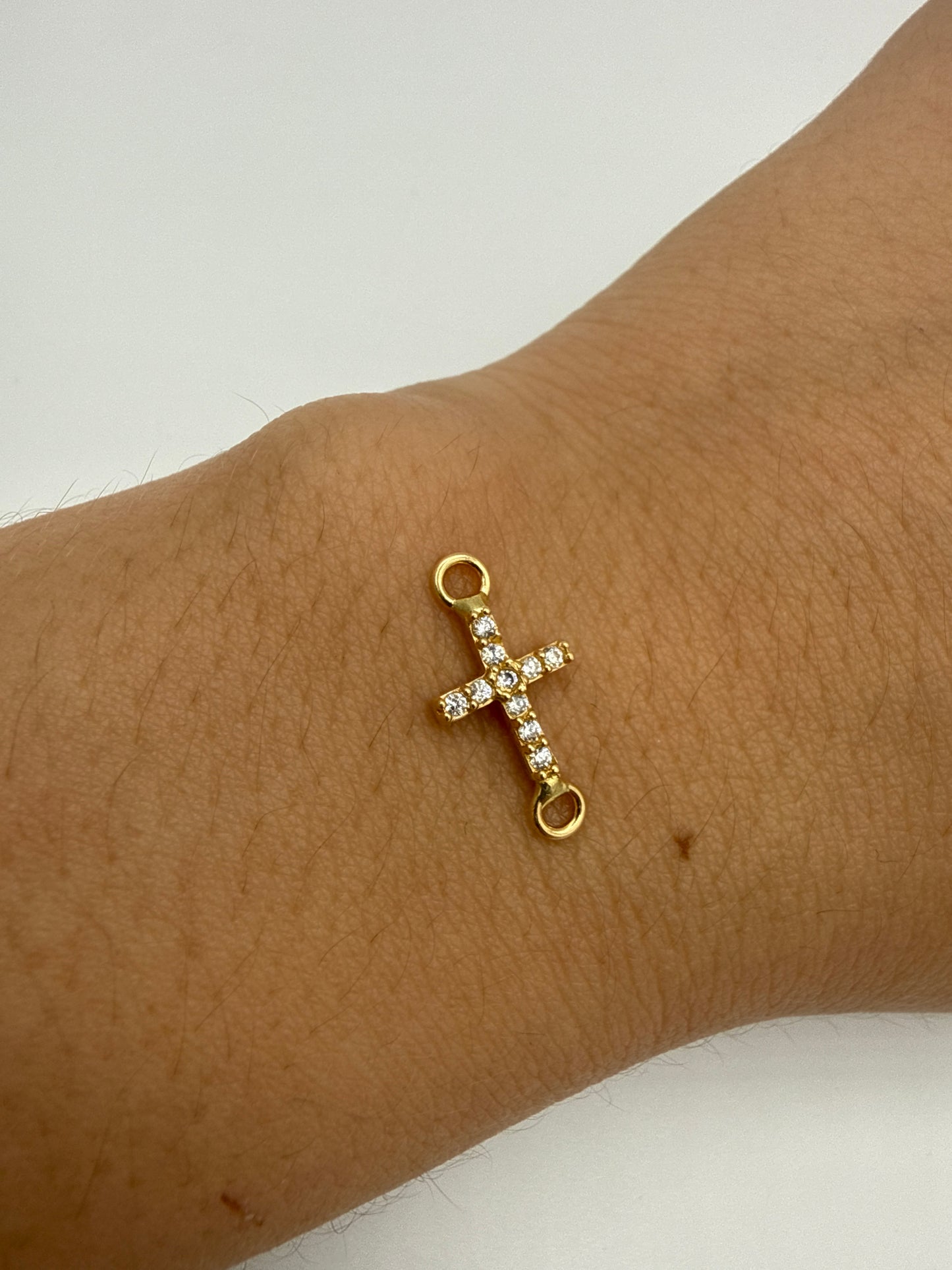 Herraje Cruz Circon Blanco Oro amarillo 18k +2 / 0,60 Gr / 1,2 cm