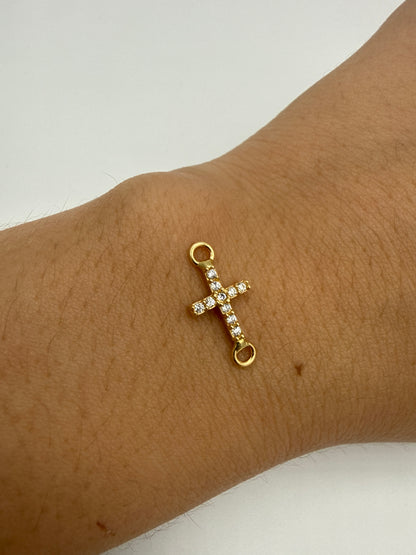 Herraje Cruz Circon Blanco Oro amarillo 18k +2 / 0,60 Gr / 1,2 cm