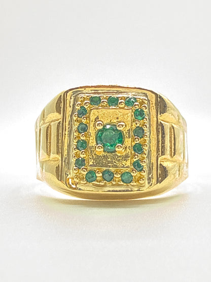 Anillo Circon verde Oro amarillo 18k / Talla 9 / 4,61 Gr / 13 mm