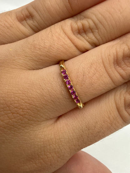 Anillo Churumbela Circon Rosa Oro amarillo 18k / Talla 7 / 1,48 Gr / 1,9 mm