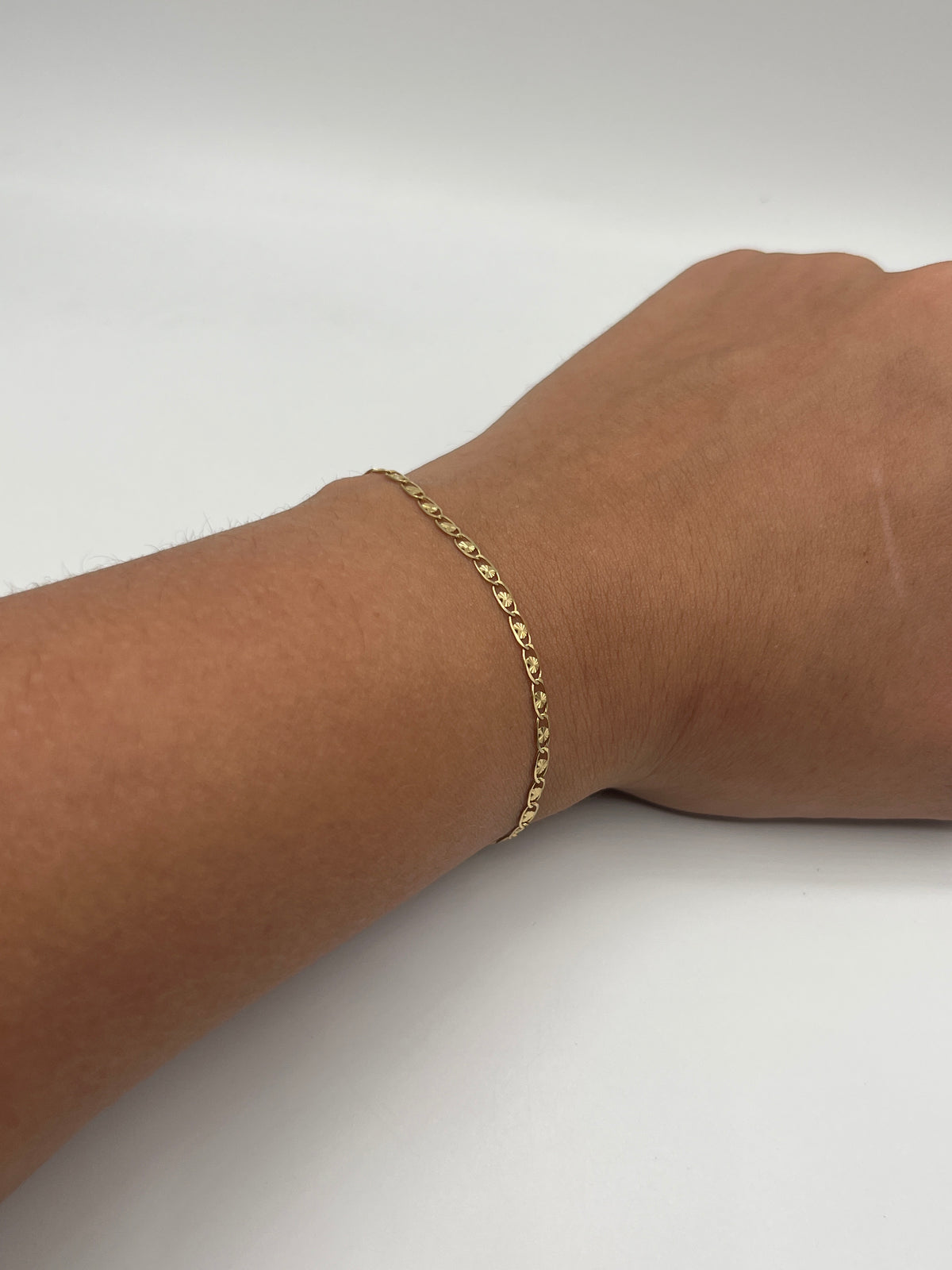 Pulso It Plano Corazon Diamantado Oro amarillo 18k +3 / 1,59 Gr / 2 mm / 18 Cm