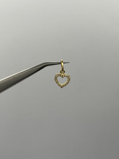 Dije corazon circon blanco Oro amarillo 18k 0,46 Gr / 8,35 mm / 1 Cm