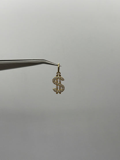 Dije signo peso circon blanco 1,14 Gr / 8,20 mm / 1,6 Cm