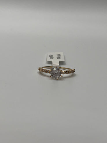 Anillo Compromiso Circon Blanco Oro amarillo 18k / Talla 7 3/4 / 1,98 Gr / 7,12 mm