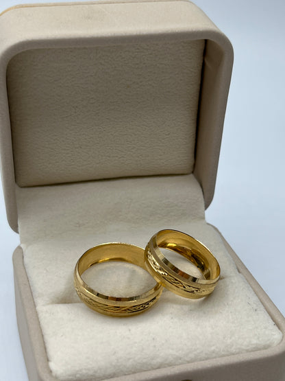 Set Argollas Matrimonio Doble Linea Mate / 4,15 Gr / Talla 7 1/2 y 9 3/4 / 6.20mm