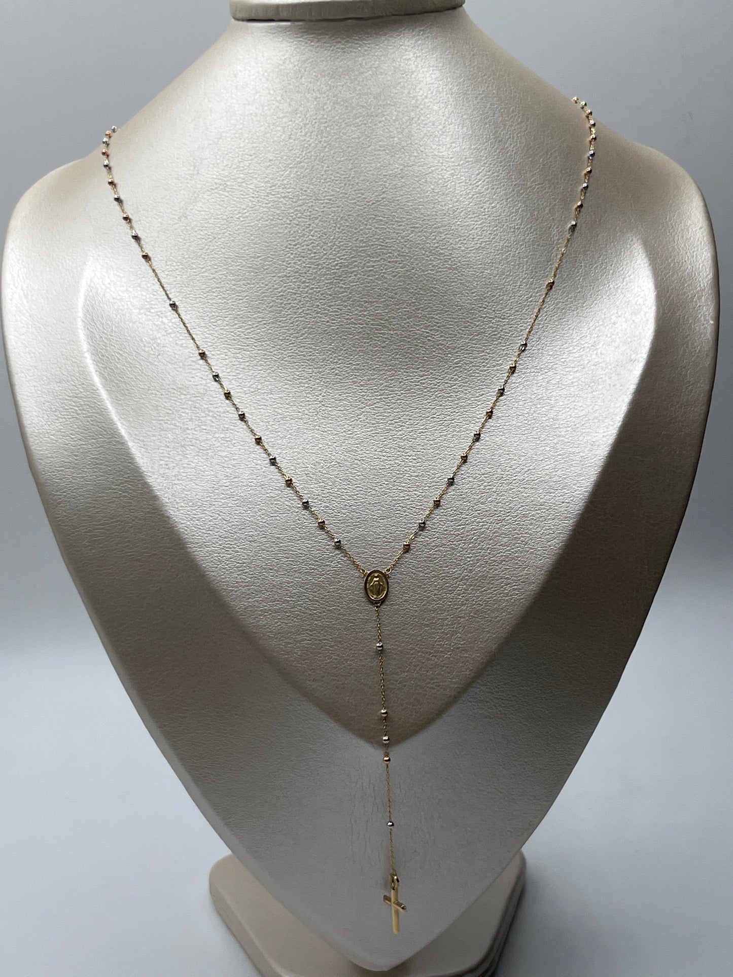 Rosario It Virgen Milagrosa Tres oros 18k +3 / 2,73 Gr / 2 mm / 50 Cm