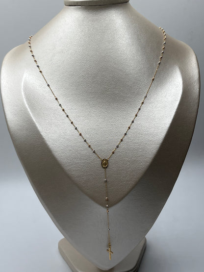 Rosario It Virgen Milagrosa Tres oros 18k +3 / 2,73 Gr / 2 mm / 50 Cm