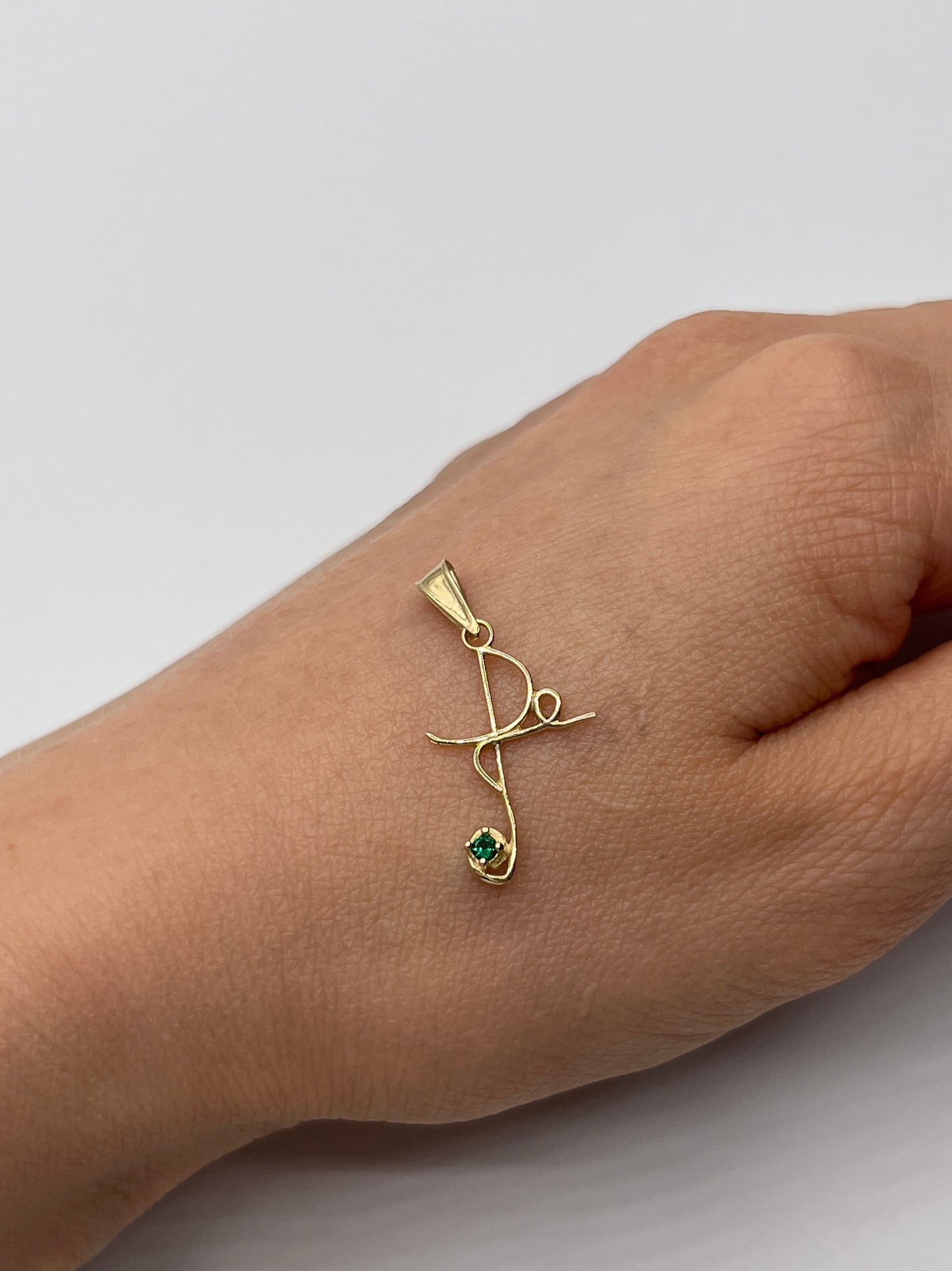 Dije Cruz Fe Circon Verde Oro amarillo 18k 0,61 Gr / 13,74 mm / 2,1 Cm