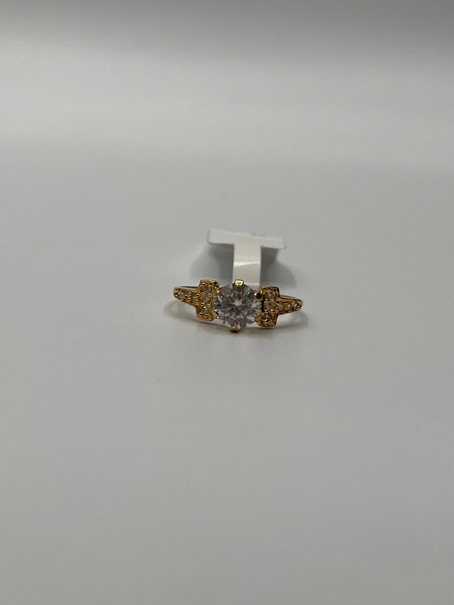 Anillo Compromiso Circon Blanco Oro amarillo 18k / Talla 5 3/4 / 1,80 Gr / 6,70 mm