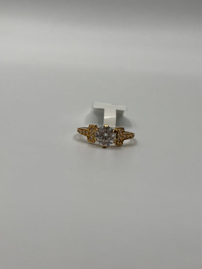 Anillo Compromiso Circon Blanco Oro amarillo 18k / Talla 5 3/4 / 1,80 Gr / 6,70 mm
