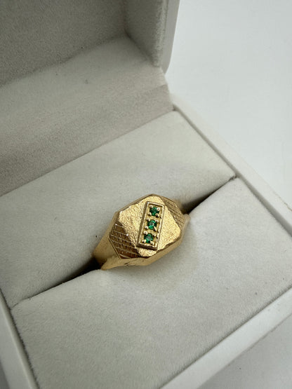 Anillo Circon Verde Oro amarillo 18k / Talla 9 1/2 / 2,04 Gr / 11 mm