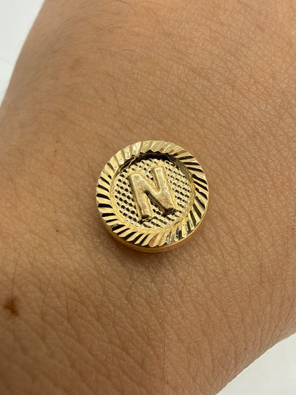 Herraje Letra N Diamantada Oro amarillo 18k 0,51 Gr / 1 Cm