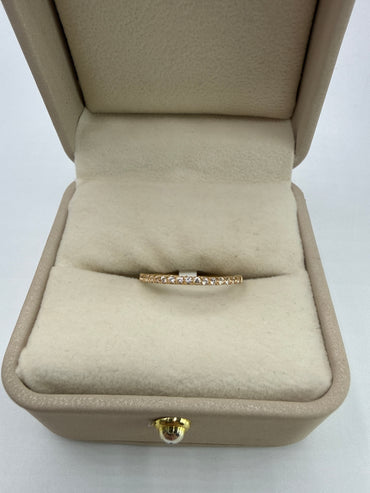 Anillo Churumbela Circon Blanco Oro amarillo 18k / Talla 7 1/2 / 1,36 Gr / 1,6 mm