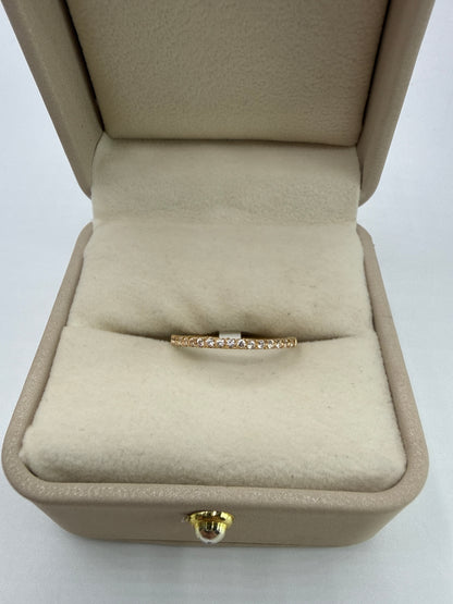 Anillo Churumbela Circon Blanco Oro amarillo 18k / Talla 7 1/2 / 1,36 Gr / 1,6 mm