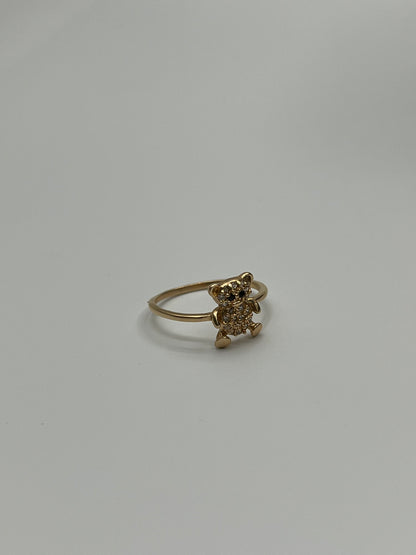 Anillo oso circon blanco y negro Oro amarillo 18k / Talla 5 1/4 / 1,76 Gr / 9,75 mm