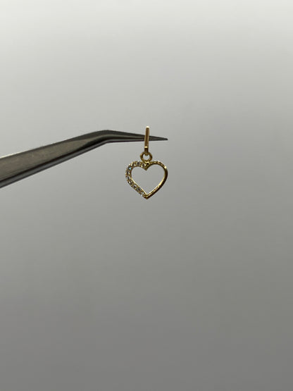 Dije corazon circon blanco Oro amarillo 18k 0,36 Gr / 8,90 mm / 1 Cm