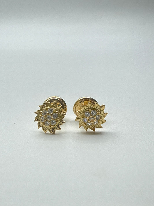 Topos Sol Circon Blanco Oro amarillo 18k 0,80 Gr / 6,30 mm