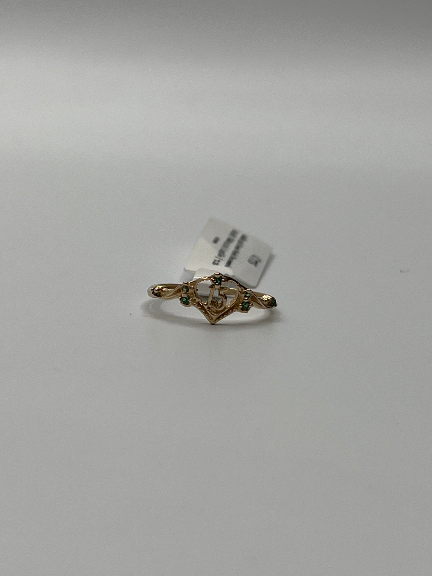 Anillo 15s Circon Verde Oro amarillo 18k / Talla 5 1/2 / 1,25 Gr / 7,30 mm