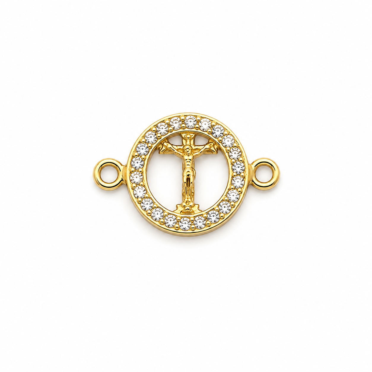 Herraje Cristo Circon Blanco Oro amarillo 18k 1,19 Gr / 1,2 Cm