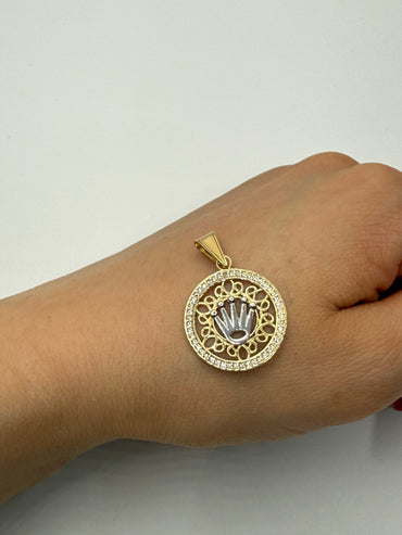 Dije Rx Circulo Circon Blanco Oro amarillo 18k 2,72 Gr / 20 mm / 2,4 Cm