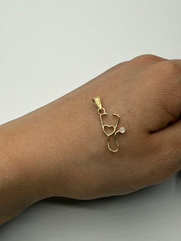 Dije Estetoscopio Oro amarillo 18k 0,80 Gr / 8,5 mm / 1,9 Cm