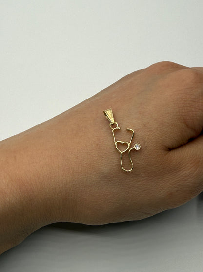 Dije Estetoscopio Oro amarillo 18k 0,80 Gr / 8,5 mm / 1,9 Cm