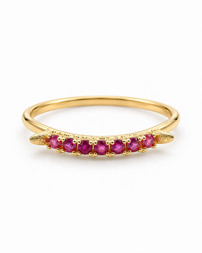 Anillo Churumbela Circon Rosa Oro amarillo 18k / Talla 7 / 1,48 Gr / 1,9 mm