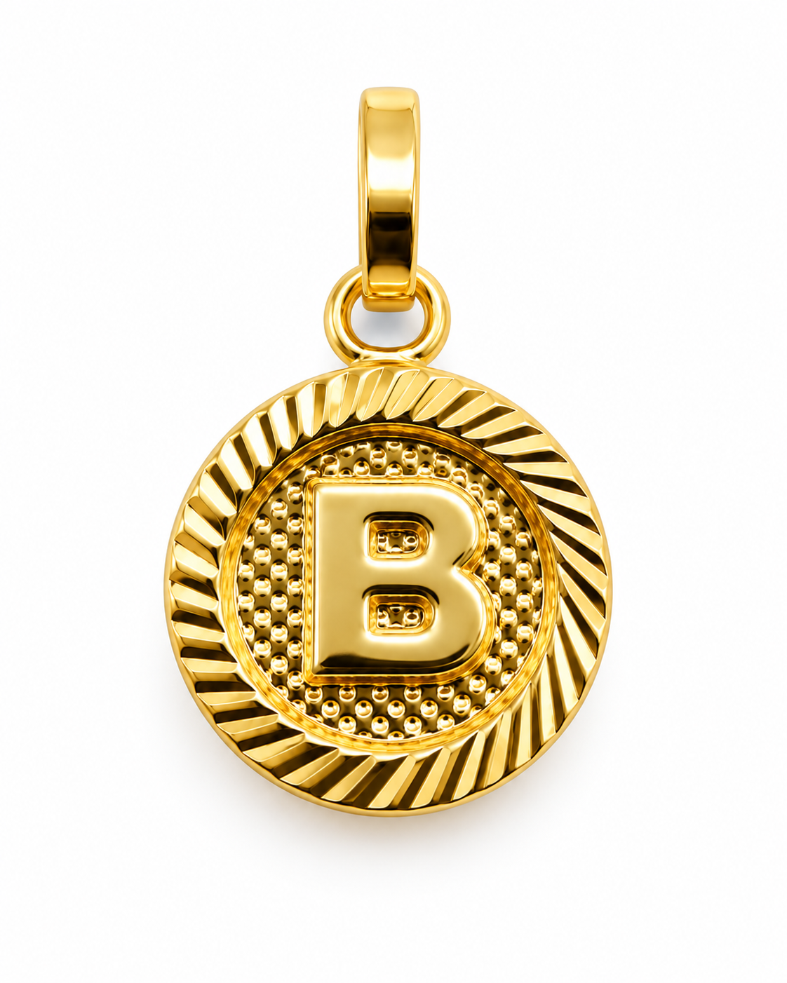 Dije Letra B Diamantada Oro amarillo 18k 0,70 Gr / 10 mm / 1 Cm