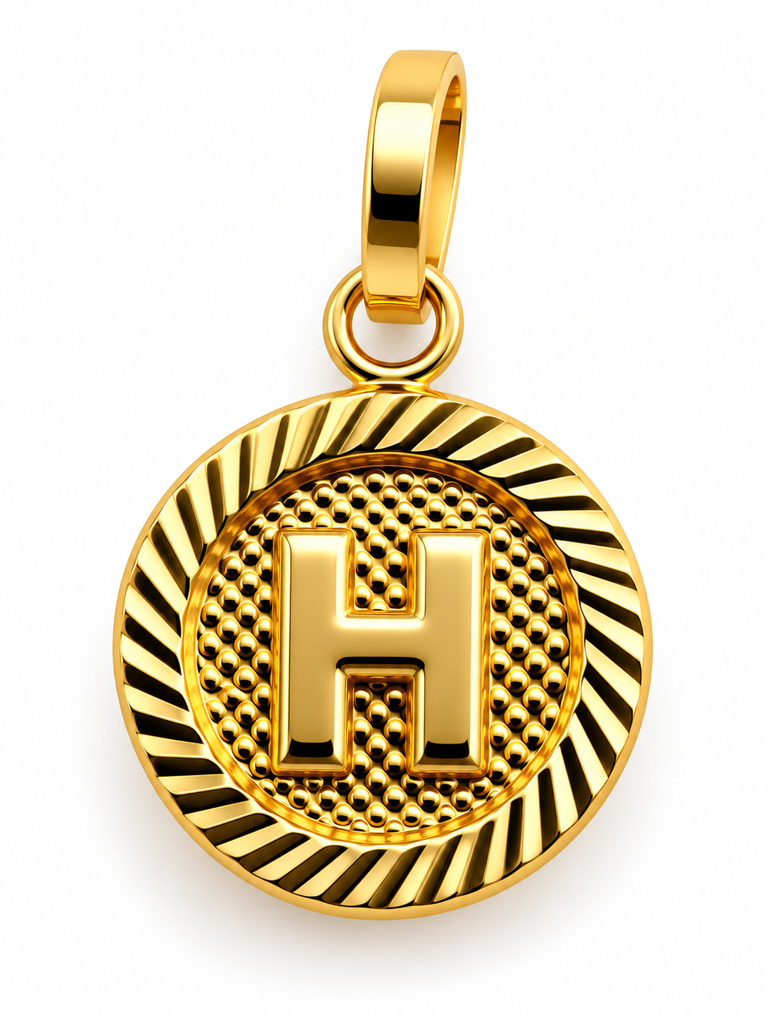 Dije Letra H Diamantada Oro amarillo 18k 0,68 Gr / 10 mm / 1 Cm