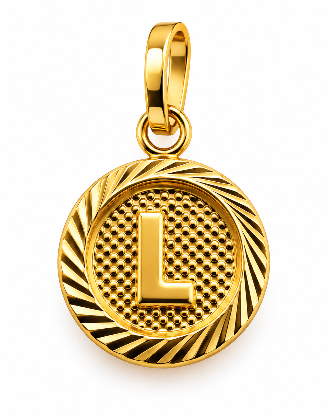 Dije Letra L Diamantada Oro amarillo 18k 0,68 Gr / 10 mm / 1 Cm