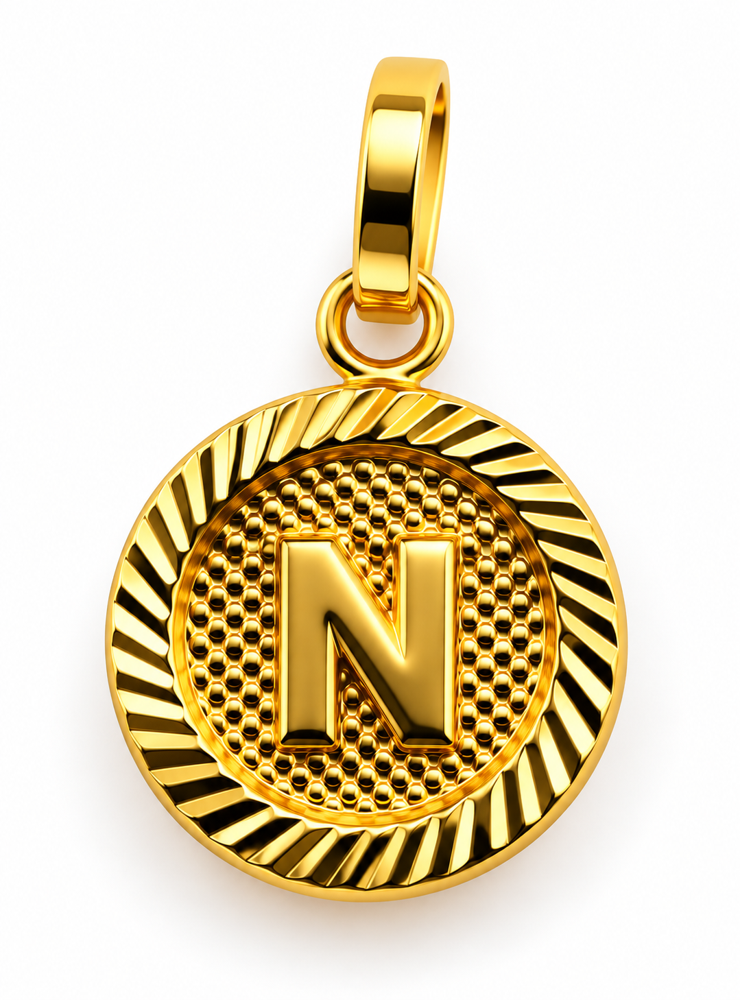 Dije Letra N Diamantada Oro amarillo 18k 0,68 Gr / 10 mm / 1 Cm