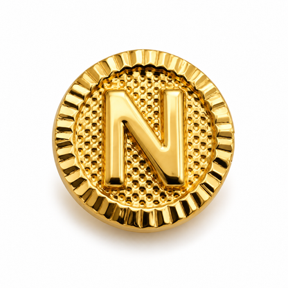Herraje Letra N Diamantada Oro amarillo 18k 0,45 Gr / 1 Cm