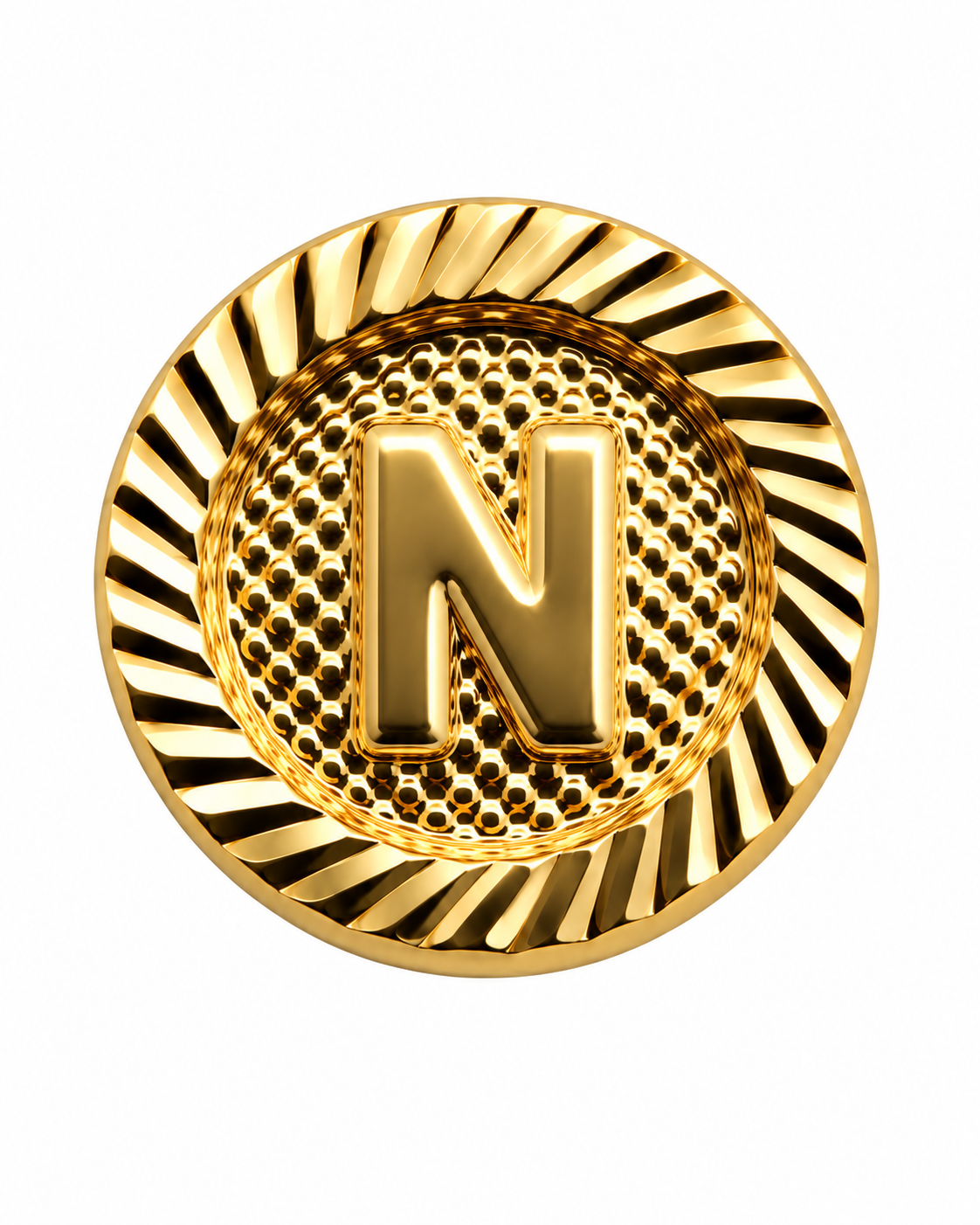 Herraje Letra N Diamantada Oro amarillo 18k 0,51 Gr / 1 Cm