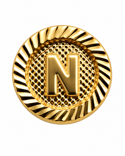 Herraje Letra N Diamantada Oro amarillo 18k 0,51 Gr / 1 Cm