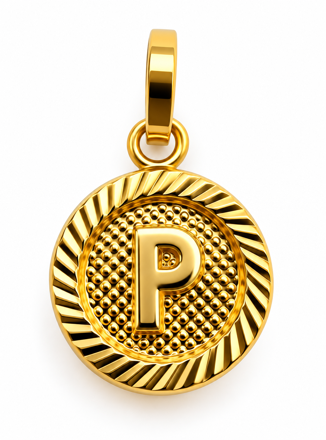 Dije Letra P Diamantada Oro amarillo 18k 0,70 Gr / 10 mm / 1 Cm