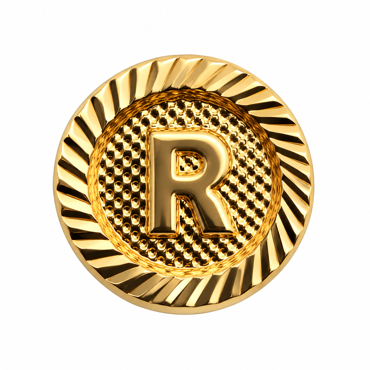Herraje Letra R Diamantada Oro amarillo 18k 0,53 Gr / 1 Cm