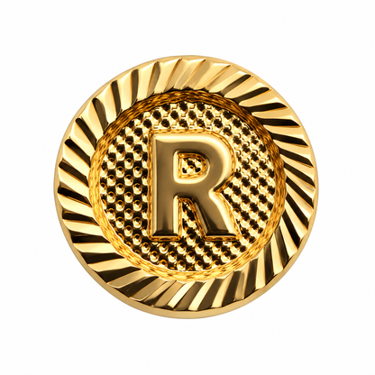 Herraje Letra R Diamantada Oro amarillo 18k 0,53 Gr / 1 Cm
