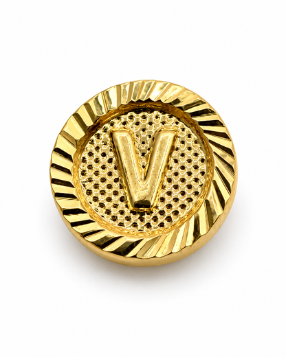 Herraje Letra V Diamantada Oro amarillo 18k 0,54 Gr / 1 Cm
