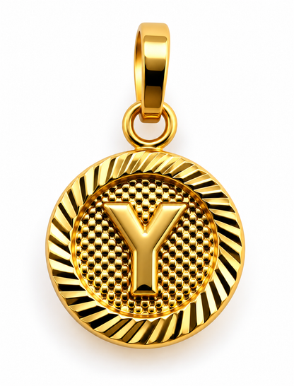 Dije Letra Y Diamantada Oro amarillo 18k 0,71 Gr / 10 mm / 1 Cm